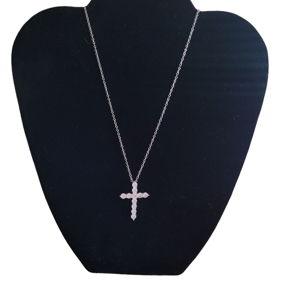 Sterling Silver and CZ Cross Necklace - Picture 1 of 4